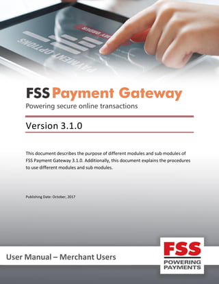 FSS Payment Getway (HDFC BANK)Merchant user manual (1)
