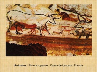 Animales.  Pintura rupestre.  Cueva de Lascaux. Francia . 