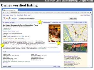 Factors in Local Search Ranking: Google Places Owner verified listing 