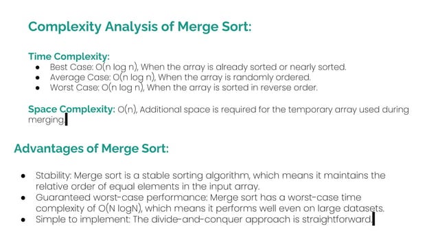 Data structure Merge Sort implementation | PPT