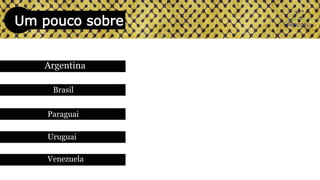 Um pouco sobre
Argentina
Brasil
Uruguai
Paraguai
Venezuela
 