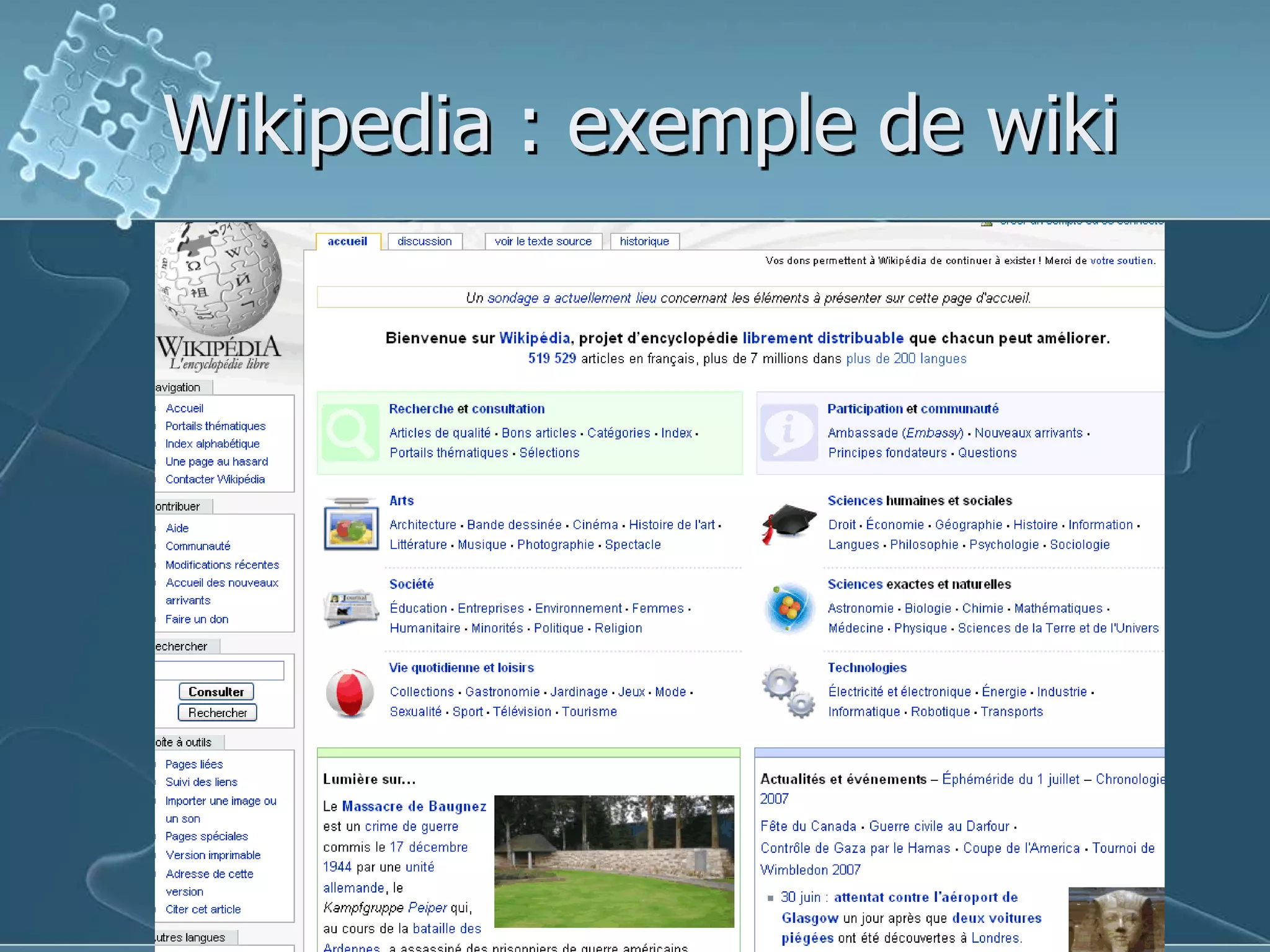 Wikipedia : exemple de wiki