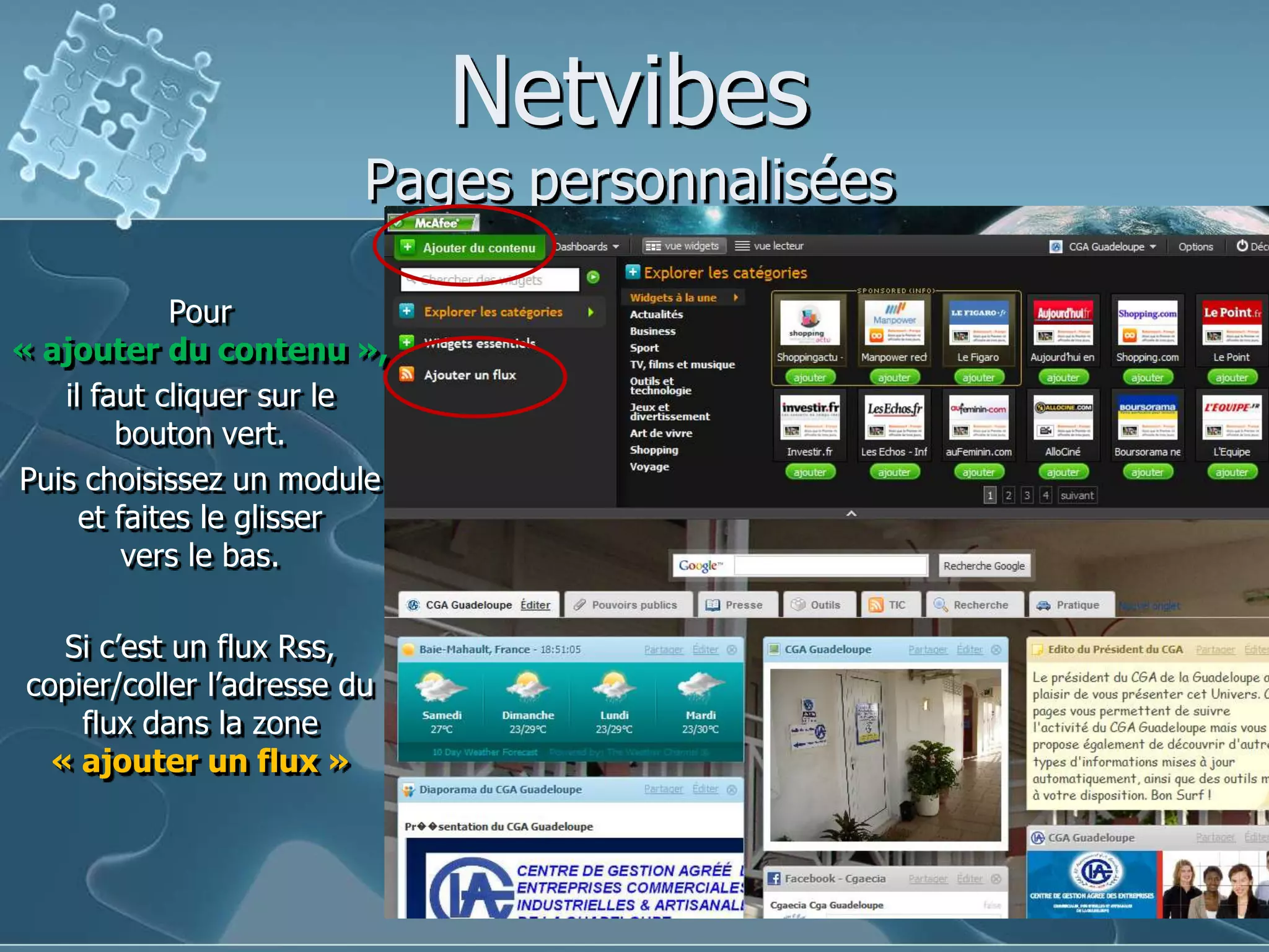 NetvibesPages personnalisées