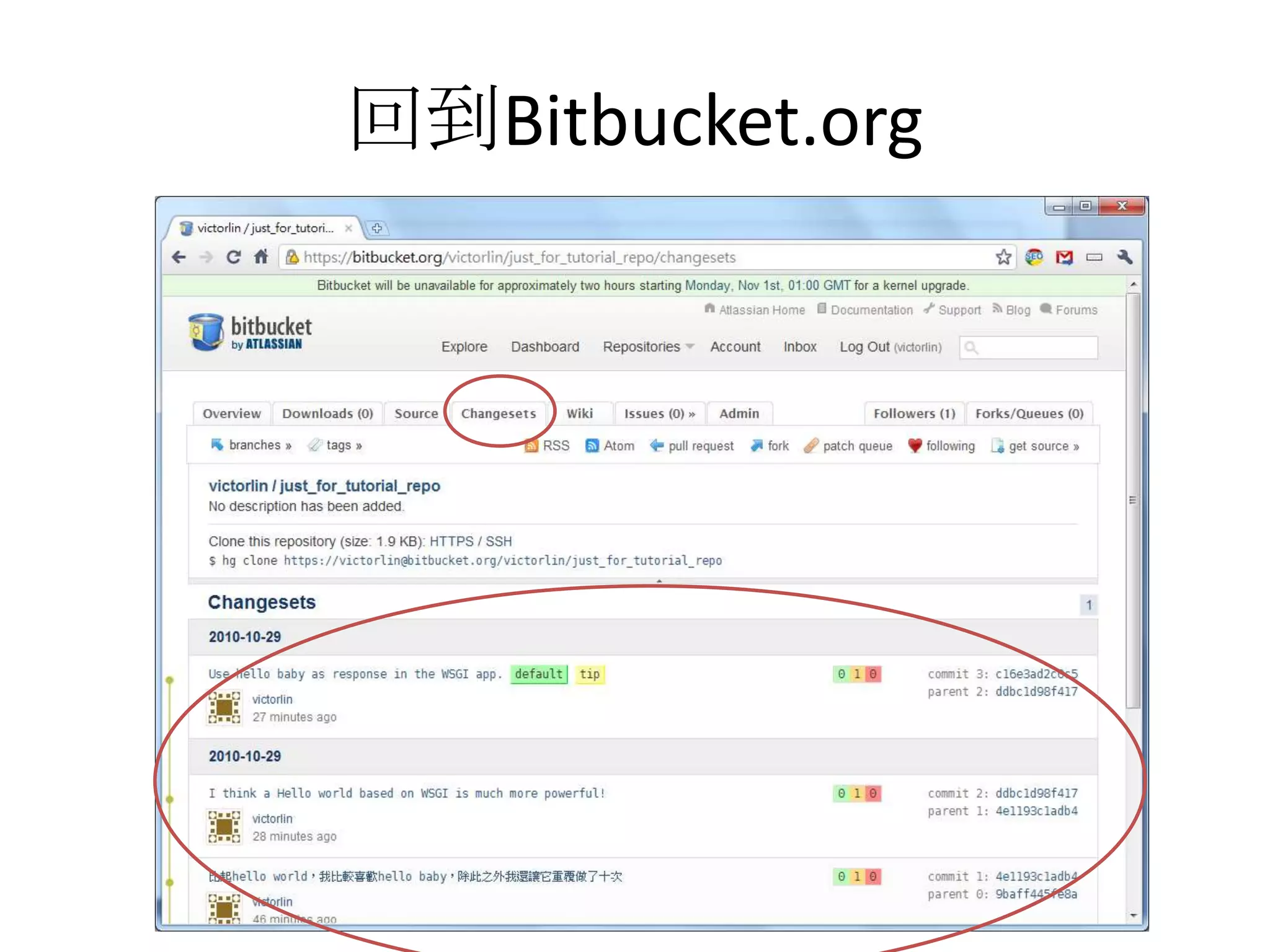 回到Bitbucket.org
 