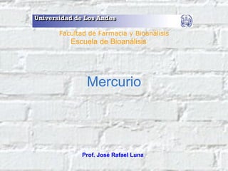 Mercurio Prof. José Rafael Luna Facultad de Farmacia y Bioanálisis Escuela de Bioanálisis 