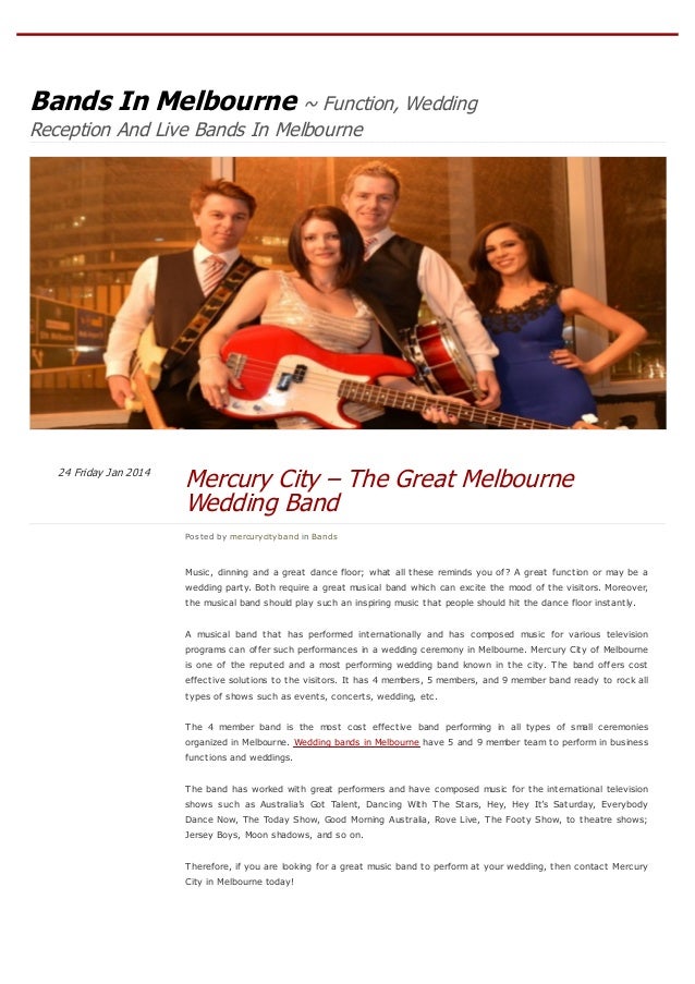 Mercury City The Great Melbourne Wedding Band