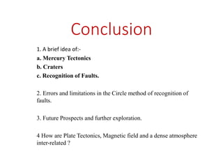 Crater Mapping and Recognition of Faults on Mercury | PPTX