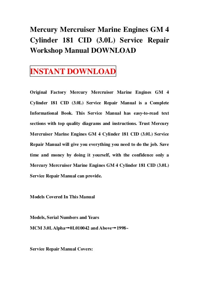 mercruiser 3.0 repair manual pdf