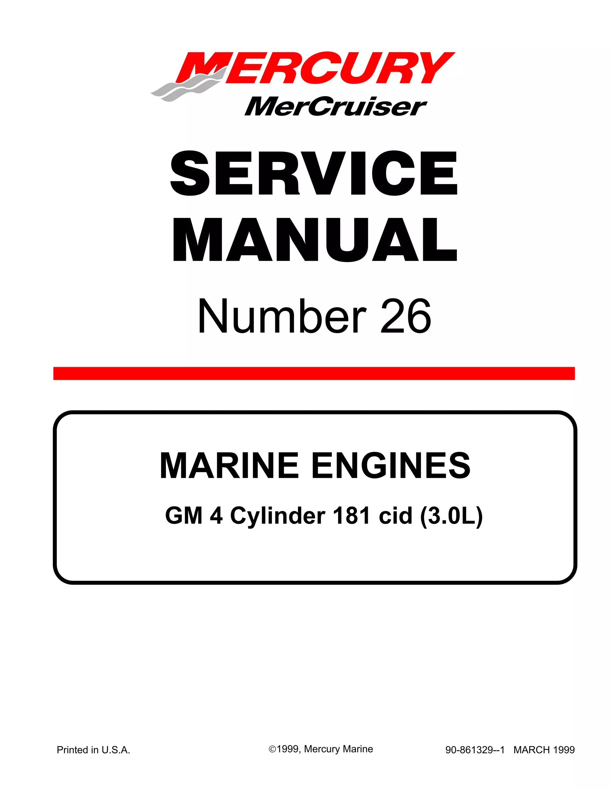 Mercury mercruiser marine engines gm 4 cylinder 181 cid (3.0 l 