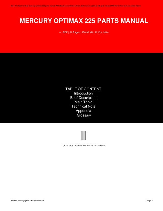 Mercury optimax 225 parts manual