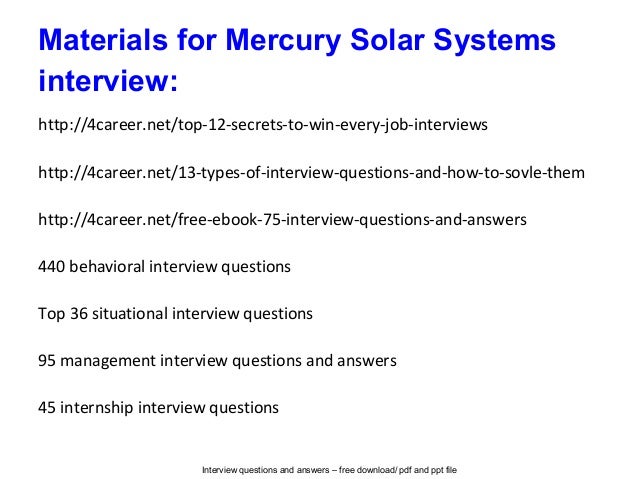 Mercury Solar Systems Interview Questions And Answers