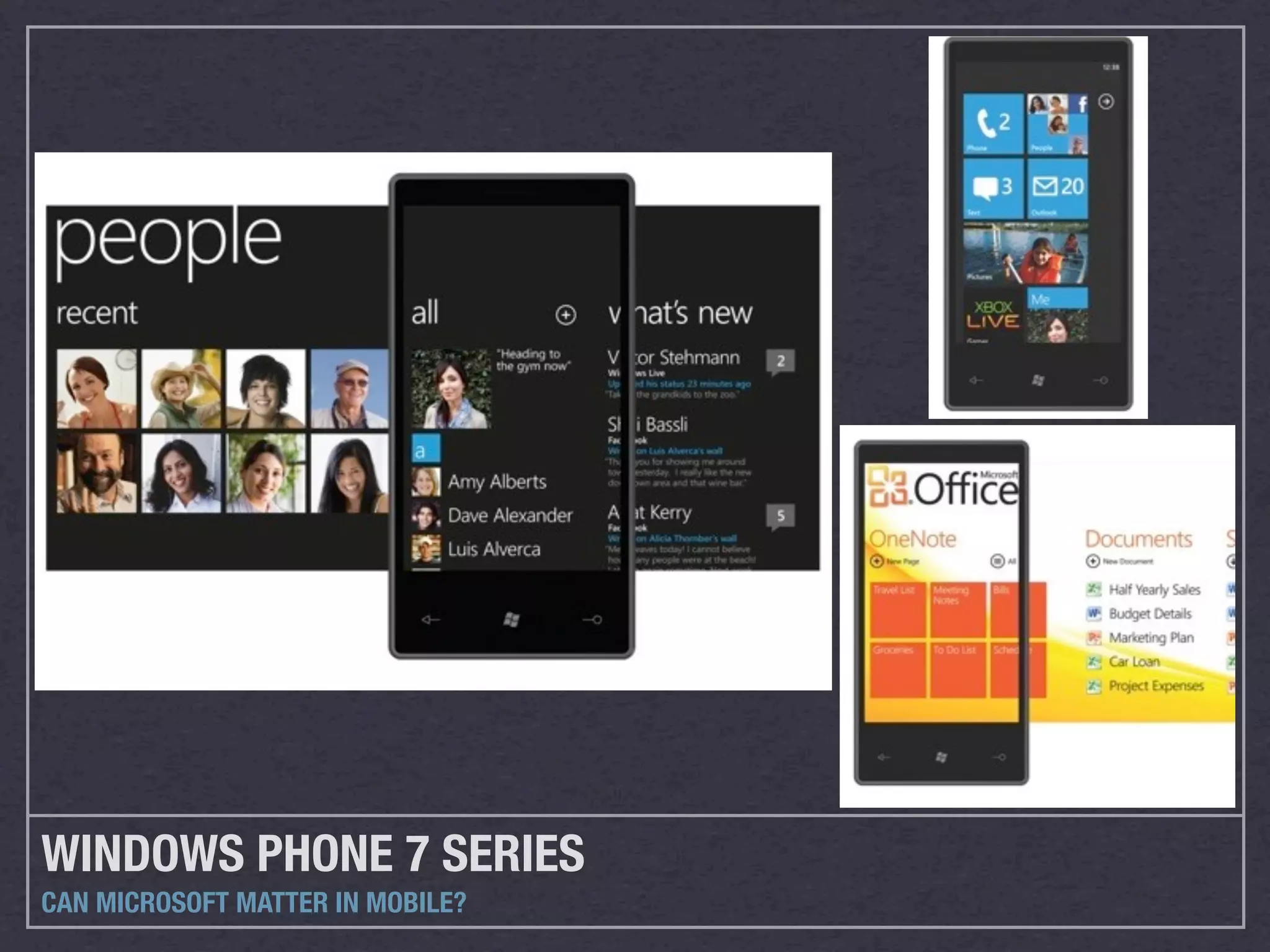 WINDOWS PHONE 7 SERIES
CAN MICROSOFT MATTER IN MOBILE?
 
