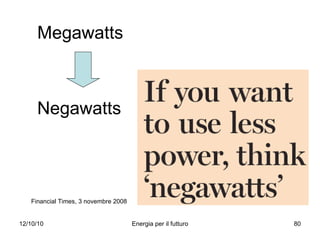 Financial Times, 3 novembre 2008 Megawatts Negawatts 