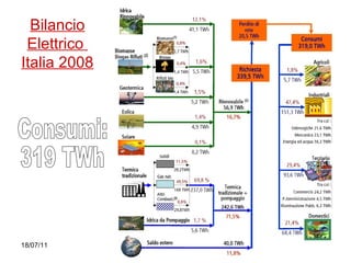 Bilancio Elettrico  Italia 2008 Consumi: 319 TWh 