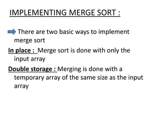 Merge sort-algorithm for computer science engineering students | PPT
