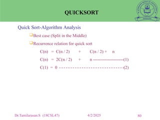 MERGE and Quick Sort algorithm explain ppt | PPTX