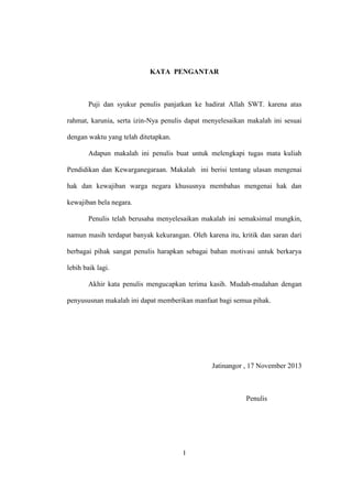 MAKALAH HAK DAN KEWAJIBAN BELA NEGARA Pasal 27 ayat 3