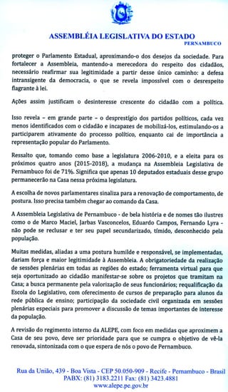 Compromisso público com a sociedade e deputados estaduais