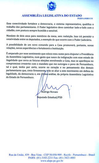 Compromisso público com a sociedade e deputados estaduais