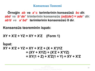 KBUZEM
Karabük Üniversitesi
Uzaktan Eğitim Uygulama ve Araştırma Merkezi
18
Konsensus Teoremi
Örneğin ab ve a' c terimleri...