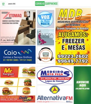 12 Janeiro 2016
MODAPERNAMBUCO
POR: GABI ARAÚJO
www.blogmodapernambuco.com
 