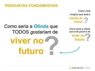 PERGUNTAS FUNDAMENTAIS
Como seria a Olinda que
TODOS gostariam de
viver no
futuro?
 