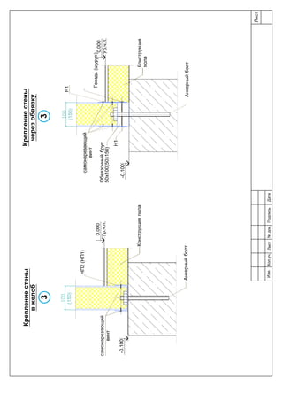 0.000
Ур.ч.п.
-0.100
0.000
Ур.ч.п.
-0.100
Креплениестены
черезобвязку
Креплениестены
вжелоб
Н1
Н1
НП2(НП1)
Анкерныйболт
самонарезающий
винт
Анкерныйболт
(150)
Конструкцияпола
3
самонарезающий
винт
(150)
Гвоздь(шуруп)
Обвязочныйбрус
50х100(50x150)
Конструкция
пола
3
Лист
Изм.Лист№док.ПодписьДатаКол.уч.
 