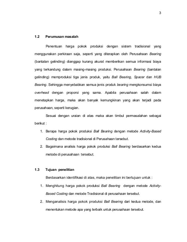 Analisis Harga Pokok Produksi Ball Bearing Dengan Metode Activity Bas