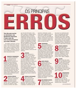 8 A CIDADE SÁBADO, 12 DE MARÇO DE 2016
1
OMISSÃO DE RENDIMENTOS
A omissão de rendimentos
é o erro que leva mais
contribuintes a cair na
malha fina. De acordo com
delegado da Receita Federal em
Ribeirão Preto, Glauco Guimarães,
a situação é extremamente comum.
“Cerca de 80% das declarações em
malha são provenientes de omissão
de rendimentos. É preciso ter certeza
de que você está informando todos os
rendimentos tributáveis”, avisa. Aqui,
entram pensões, alugueis, salário e até
royalties, tanto do contribuinte quanto
de seus dependentes.
2
DESPESAS MÉDICAS
Também costuma entrar na
malha fina o contribuinte
que declara de forma
equivocada despesas
médicas. “Esse é o segundo motivo
que leva mais pessoas à malha.
É preciso se certificar dos valores
OS PRINCIPAIS
Tem dica para acertar
na declaração, mas
igualmente importante
é saber onde não
errar na hora de declarar
sua renda à Receita
Nas páginas anteriores, você leu
sobre o que precisa fazer para pre-
encher uma declaração perfeita.
Agora, seguem os principais obstá-
culos para você driblar e evitar do-
res de cabeça – incluindo o risco de
cair na malha fina ou até mesmo re-
ceber uma pesada multa.
ERROSque você está informando”, conta
Glauco. Segundo o delegado, gastos
com saúde podem ser deduzidos
integralmente desde que possuam
comprovação. Ele explica ainda que,
a partir desse ano, ainda existe uma
novidade na declaração de despesas
médicas. “Os profissionais de saúde
agora são obrigados a informar o CPF
de cada paciente que eles atenderam
durante todo o ano” – dados que
a Receita usará para cruzar com a
informação declarada pelo paciente.
Vale lembrar que, dentro dessa
categoria, remédios e vacinas não são
dedutíveis.
3
ALUGUEIS
A não declaração da
renda vinda de alugueis
também é um fator de
complicação. “Proprietários
de imóveis alugados também caem
com certa frequência na malha,
geralmente por falta de comunicação
entre uma parte e outra”, afirma
Glauco Guimarães. Nesses casos
quem recebe o valor e quem paga
(inquilino) deve declarar.
Outro problema também surge quando
há um intermediário entre locador
e locatário. “É preciso ter certeza
de que os valores recebidos como
aluguel estão sendo informados pelo
beneficiário que consta no contrato de
locação.”
4
DEMORA NA DECLARAÇÃO
Glauco ainda alerta
para um erro que parte
do contribuinte e traz
consequências diretas a
ele próprio: demorar para entregar a
declaração. “Se a pessoa tiver direito
à restituição, é conveniente que ela
apresente a declaração o quanto
antes, porque o pagamento ocorre de
acordo com o período de entrega”,
avisa. De acordo com informações da
Receita, o primeiro lote sai em junho e
o último, em dezembro. “Quanto mais
rápido o contribuinte apresentar, mais
rápido ele recebe de volta.”
5
DEPENDENTES
Incluir na declaração um
dependente com renda, mas
não informar o valor desse
rendimento também causa
problemas. “É preciso se atentar para
não esquecer de incluir as despesas
desses dependentes, mesmo que sejam
de baixo valor, como bolsas de estágio”,
alerta Glauco. Em tempo: podem ser
considerados dependentes filhos, pais,
companheiros ou qualquer pessoa de
quem o declarante tenha a guarda
judicial.
6
DADOS ERRADOS
A falta de atenção no
preenchimento dos dados
também pode levar o
contribuinte direto para a
malha fina. É preciso conferir todas as
informações antes de enviar os dados à
Receita Federal. “Muita atenção e muito
cuidado nas informações prestadas.
O contribuinte deve ler com máxima
atenção todos os campos antes de
preencher”. Uma dica da própria
Receita é se atentar ao fato de que o
programa não considera o ponto como
separador de centavos.
7
NÃO INFORMAR DOAÇÕES
Doações devem ser
declaradas tanto pelo doador
quanto por quem recebe,
sejam elas de dinheiro ou
bens. Esse é um rendimento isento
pelo IR, mas tributável pelo Estado
através do ITCMD (Imposto sobre
Transmissão Causa Mortis e Doação).
A Receita também precisa saber sobre
esses recursos. “Assim como a doação,
heranças também não são tributáveis,
mas exigem atenção. O fisco precisa ter
conhecimento de todo o patrimônio do
contribuinte”, explica Glauco Guimarães.
8
PENSÃO ALIMENTÍCIA
Quem paga pensão
alimentícia mediante decisão
judicial ou acordo em
cartório tem a possibilidade
de deduzir integralmente o valor na
declaração. “Despesas com pensão
alimentícia são ilimitadas e quem
recebe também deve declarar, não
importa o valor”, explica o delegado.
9
VALORES
Bens e imóveis não podem
ter o valor alterado por conta
do preço atual de mercado,
devem ser declarados de
acordo com o custo na compra. “Em
caso de imóveis, caso haja uma
reforma grande, é possível alterar o
valor na declaração, mas só com todos
os comprovantes que atestem esses
gastos”, avisa Glauco.
10
APOSENTADORIA
Beneficiários da
aposentadoria
também estão
sujeitos à
investigação do fisco caso não
declarem essa renda. A Receita cruza
os dados com o INSS e o valor não
declarado retém a declaração.
FONTE: GLAUCO GUIMARÃES, DELEGADO
DA RECEITA FEDERAL EM RIBEIRÃO PRETO
 