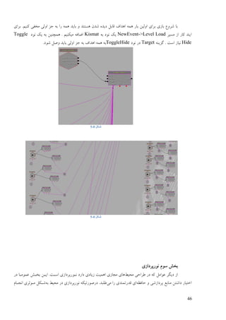 46
‫ثـای‬ .‫کُیى‬ ‫يغفی‬ ‫أنی‬ ‫رق‬ ّ‫ث‬ ‫ؿا‬ ًّْ ‫ثبیؼ‬ ٔ ‫ْنتُؼ‬ ٌ‫ىؼ‬ ِ‫ػیؼ‬ ‫لبثم‬ ‫اْؼاف‬ ًّْ ‫ثبؿ‬ ٍ‫أنی‬ ‫ثـای‬ ‫ثبفی‬ ٛٔ‫ىـ‬ ‫ثب‬
‫ينیـ‬ ‫اف‬ ‫کبؿ‬ ‫ایُؼ‬NewEvent->Level Loadّ‫ث‬ ‫َٕػ‬ ‫یک‬Kismat‫َٕػ‬ ‫یک‬ ّ‫ث‬ ٍ‫ًْچُی‬ . ‫يیکُیى‬ ّ‫اّبف‬Toggle
Hideُّ‫گقی‬ . ‫امت‬ ‫َیبف‬Target‫َٕػ‬ ‫ػؿ‬ToggleHide.‫ىٕػ‬ ‫ٍٔم‬ ‫ثبیؼ‬ ‫أنی‬ ‫رق‬ ّ‫ث‬ ‫اْؼاف‬ ًّْ ّ‫ث‬
‫شکل‬0-5
‫شکل‬0-5
‫مٕو‬ ‫ثغو‬‫َٕؿپـػافی‬
ٔ‫يضی‬ ‫ٕـاصی‬ ‫ػؿ‬ ّ‫ک‬ ‫ٕٝايم‬ ‫ػیگـ‬ ‫اف‬‫َدٕؿپـػافی‬ ‫ػاؿػ‬ ‫فیبػی‬ ‫اًْیت‬ ‫يزبفی‬ ‫ْبی‬‫ػؿ‬ ‫ًٕٝيدب‬ ‫ثغدو‬ ٍ‫اید‬ .‫امدت‬
ّٚ‫صبف‬ ٔ ‫پـػافىی‬ ٜ‫يُبث‬ ٍ‫ػاىت‬ ‫اعتیبؿ‬‫يی‬ ‫ؿا‬ ‫لؼؿتًُؼی‬ ‫ای‬ّ‫ث‬ ٔ‫يضی‬ ‫ػؿ‬ ‫َٕؿپـػافی‬ ّ‫ػؿٍٕؿتیک‬ .‫ٕهجؼ‬‫اَزدبو‬ ‫يدٕحـی‬ ‫ىدکم‬
 