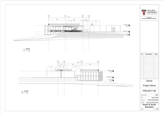 Ground Floor
0
Roof Level
3300
Level 1a
-1500
ABCD
8605 9005 3145
20754
Ground Floor
0
Roof Level
3300
Level 1a
-1500
A B C D
860590053145
20754
BLD 62403
BUILDING INFORMATION MODELING
Scale
Checked by
Drawn by
Date
Project number
1 : 100
PROJECT 2B
0001
Project Name
Owner
Issue Date
PEH KER NENG
Mr KOH JING HAO
North & South
Elevation
No. Description Date
1 : 100
North
1
1 : 100
South
2
 