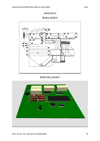SUBSTATION AUTOMATION USING µC AND SCADA 2014
DEPT. OF EEE, MG COLLEGE OF ENGINEERING 39
CHAPTER 15
PCB LAYOUT
PCB 3-D LAYOUT
 
