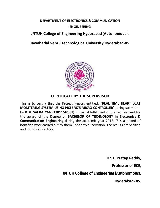 REAL TIME HEART BEAT MONITORING SYSTEM USING PIC16F876 MICROCONTROLLER