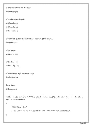 Computer Project For Class XII Topic - The Snake Game | PDF
