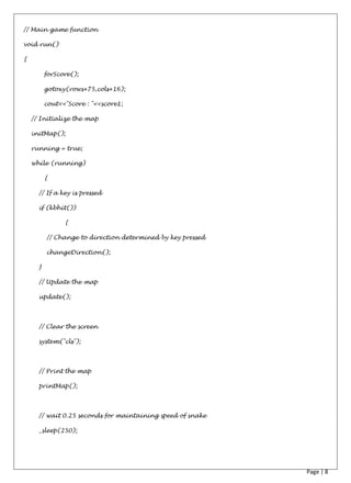 Computer Project For Class XII Topic - The Snake Game | PDF