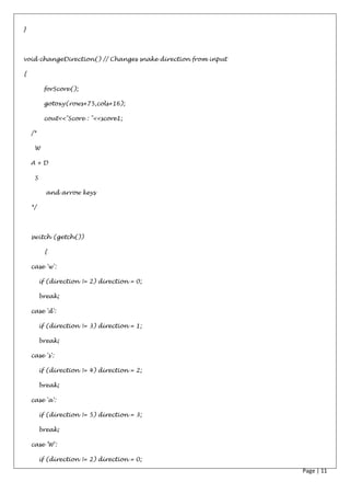 Computer Project For Class XII Topic - The Snake Game | PDF