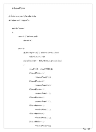 Computer Project For Class XII Topic - The Snake Game | PDF