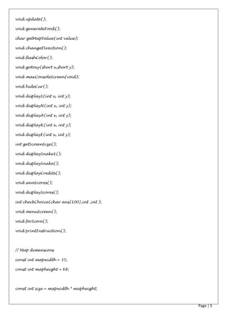 Computer Project For Class XII Topic - The Snake Game | PDF