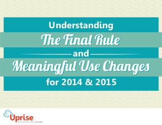 Understanding 
The Final Rule 
and 
Meaningful Use Changes 
for 2014 & 2015 
 