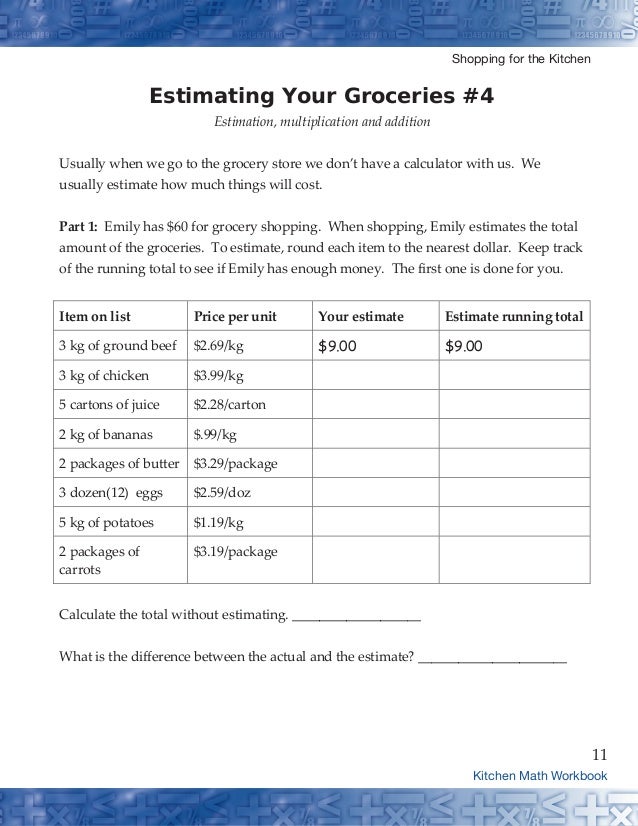 real world math packet for home