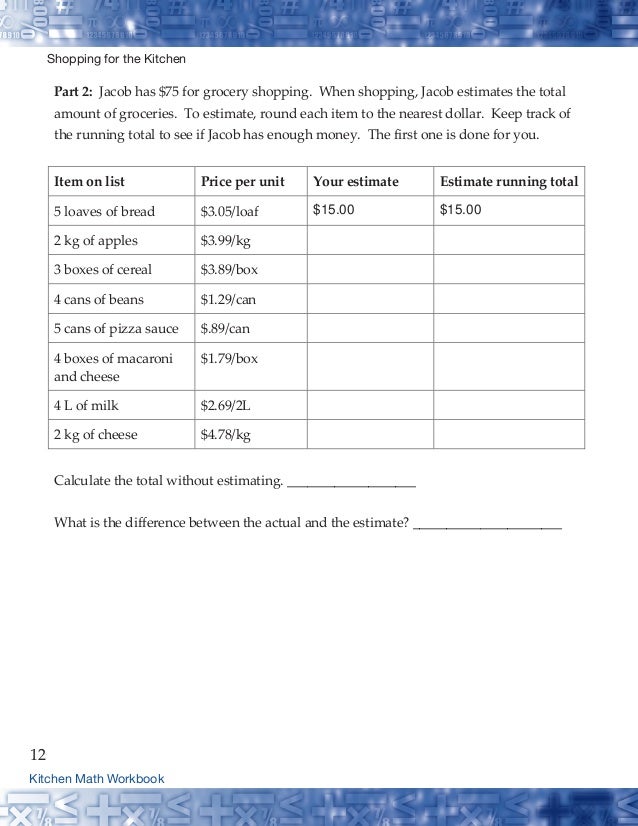 grocery list prices calculator