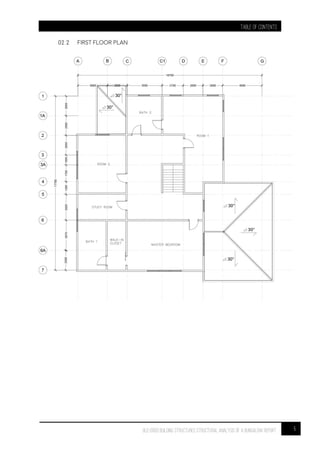 TABLE OF CONTENTS
5BLD 61003 BUILDING STRUCTURES STRUCTURAL ANALYSIS OF A BUNGALOW Report
02.2 FIRST FLOOR PLAN
 