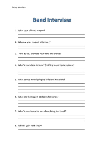 8A Rock Band Project | PDF