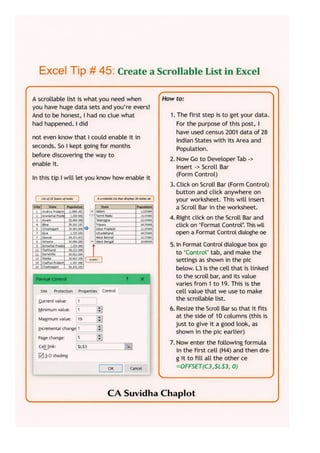 Quick Tips For Using Excel