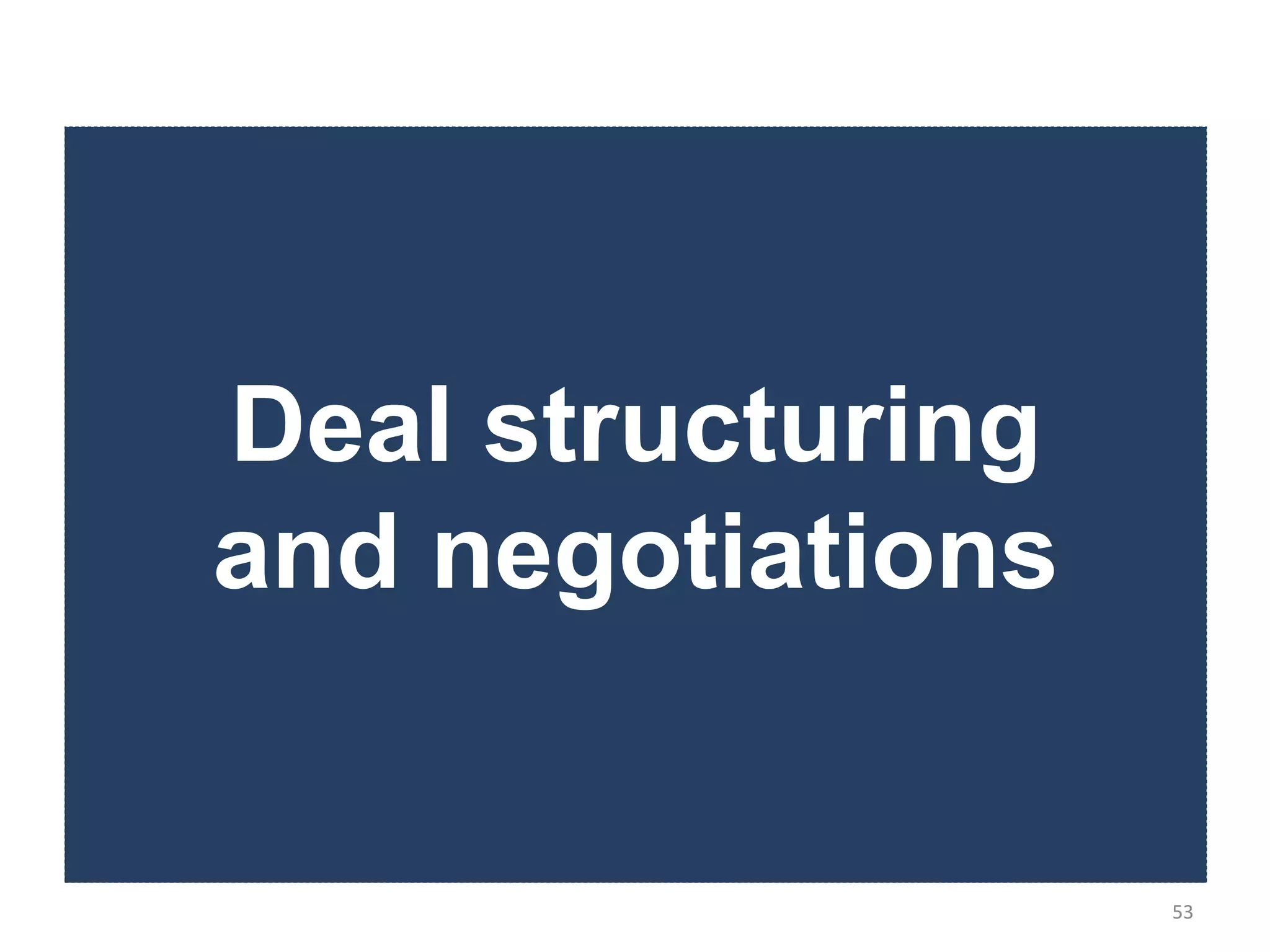 Deal structuring
and negotiations


                   53
 