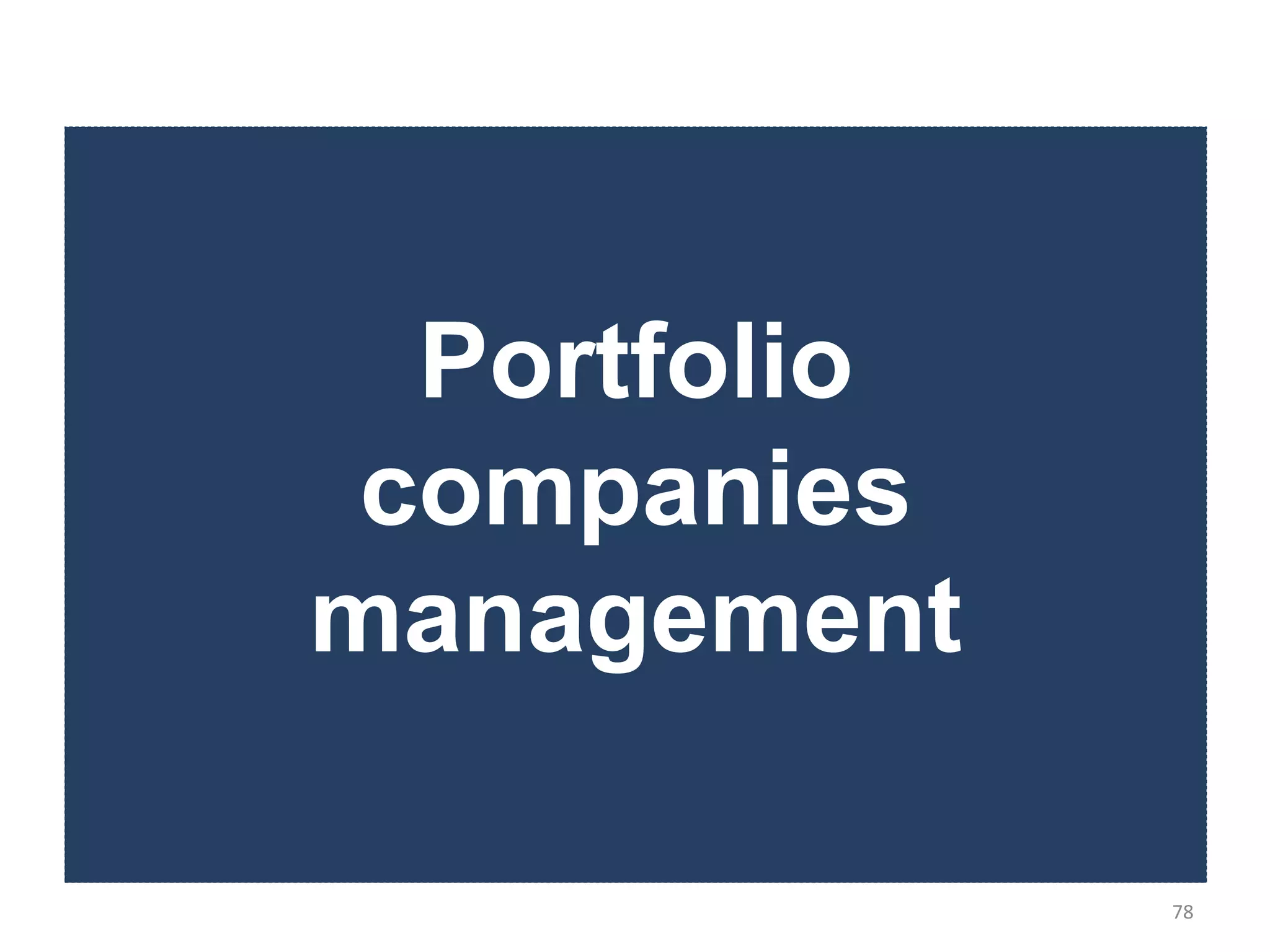 Portfolio
 companies
management

              78
 
