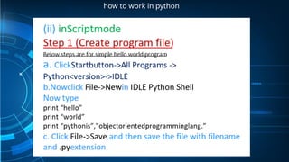 Comprehensive Introduction to Python Programming Basics and Features | PPTX