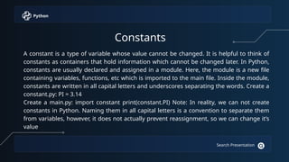 Comprehensive Introduction to Python Programming Basics and Features | PPTX