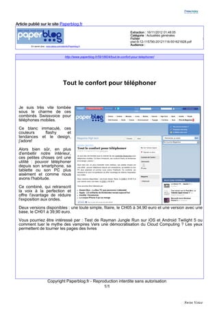 French Press Articles about Swissvoice products