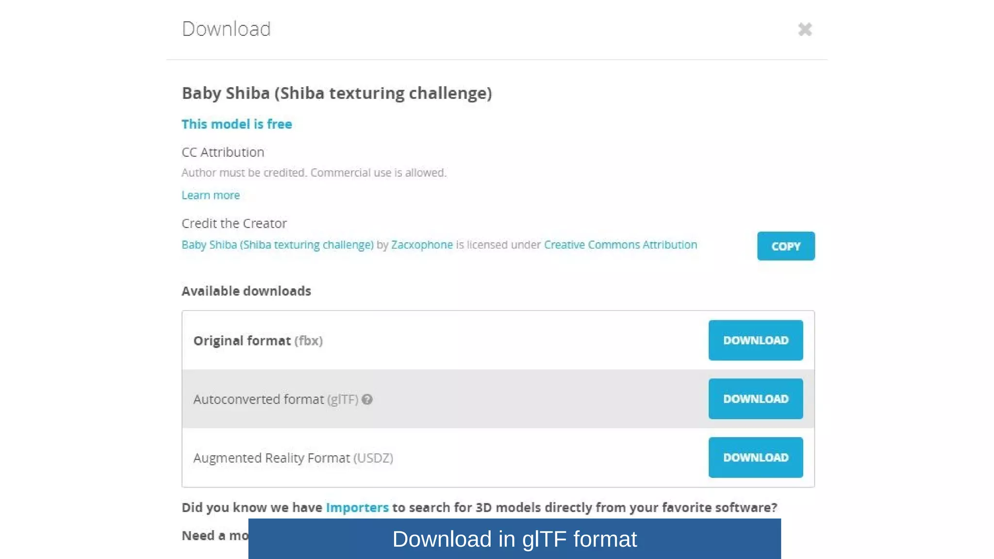 Download in glTF format
